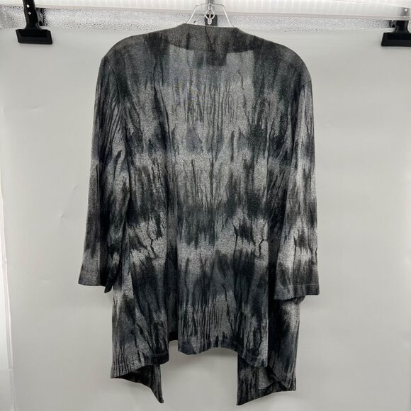 Chico's 3/4 Sleeve Gray Shimmer Open Cardigan Size Small Pockets - Picture 7 of 8